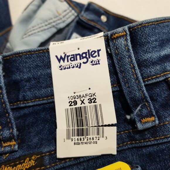 Wrangler Jeans Mens 29x32 Cowboy Cut Slim Fit Active Flex 10936AFGK Stonewash - Picture 4 of 9